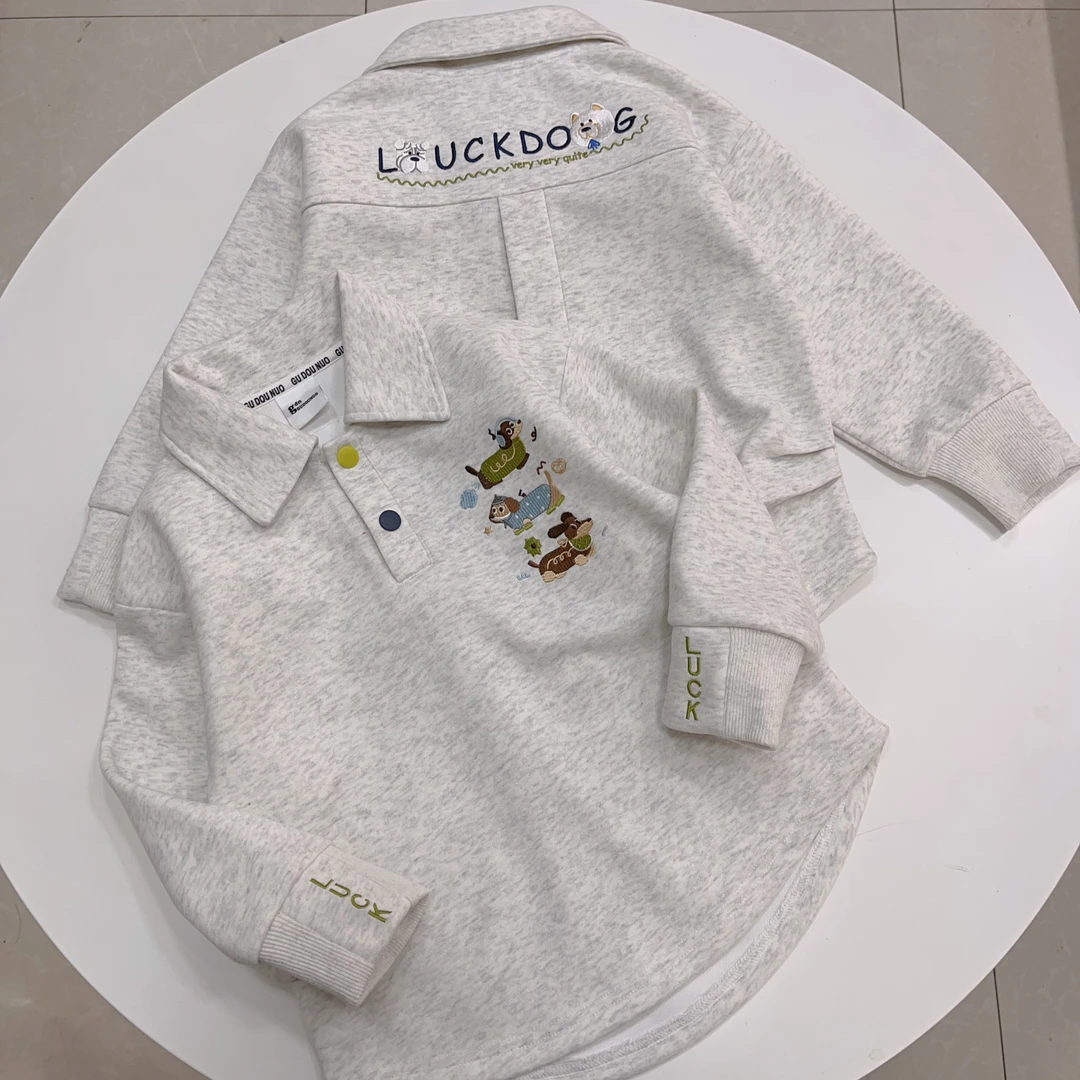 春季新款 韩版 刺绣卫衣 POLO领+圆领 腊肠狗重工刺绣 休闲亲子款