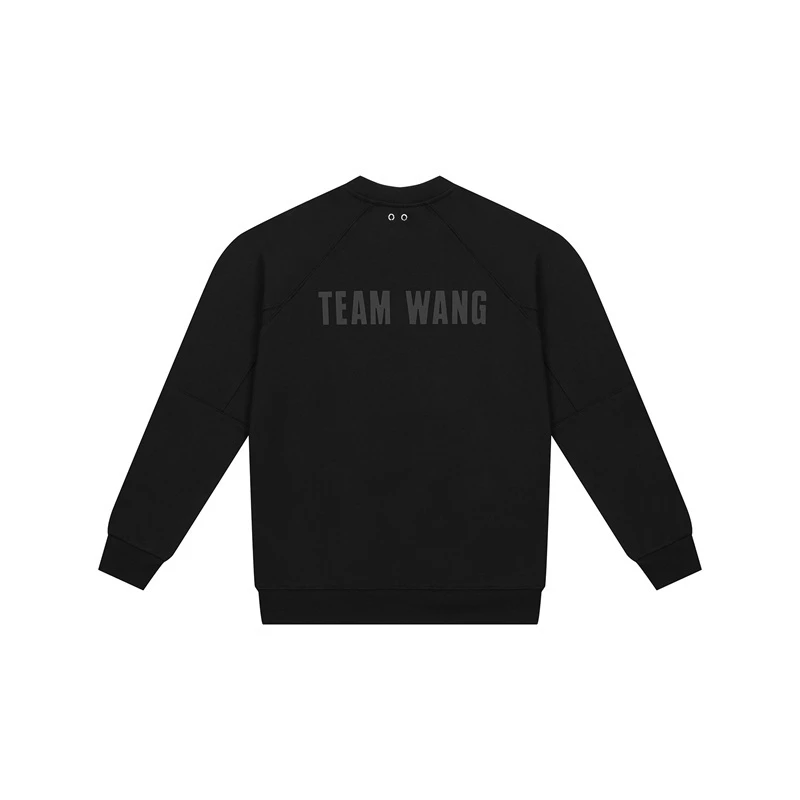 暗黑系 TEAM WANG 王嘉尔同款 黑色硅胶字母 圆领卫衣 男休闲宽松