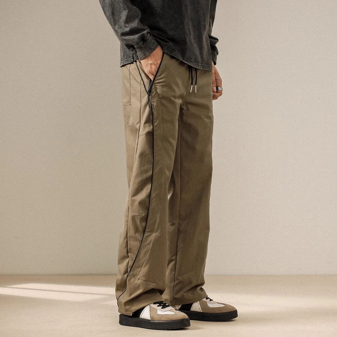 美式户外伞兵休闲裤男秋冬新款直筒阔腿裤大码加绒束脚冲锋长裤子