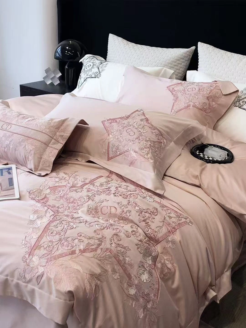 纯亏！匹马棉鎏金刺绣四件套-CD粉