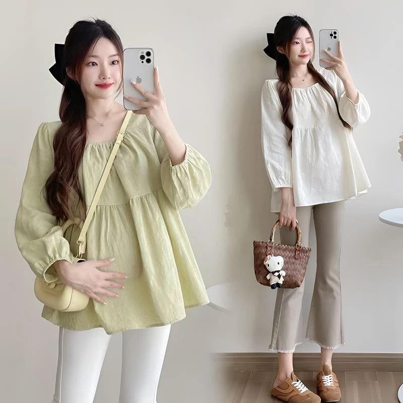 2025春秋新款孕妇上衣女宽松遮肚不显肚孕期时尚百搭外衣洋气提花