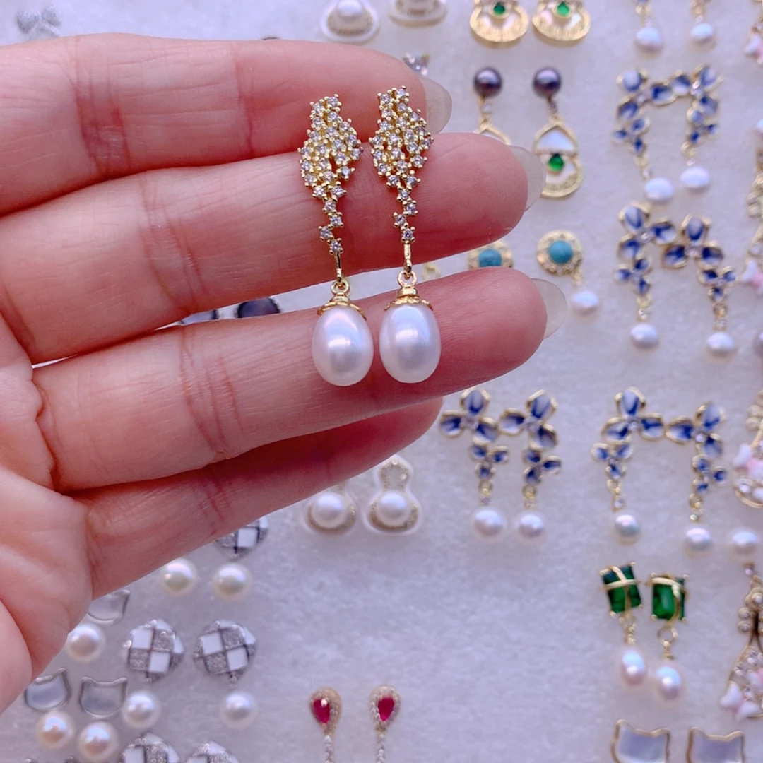 合金淡水珍珠耳饰