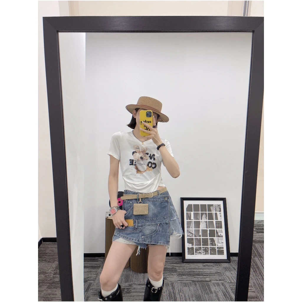 AMYLIANG｜【兔兔杯】25新款卡通咖啡兔子印花休闲短袖T恤YR1DX0153