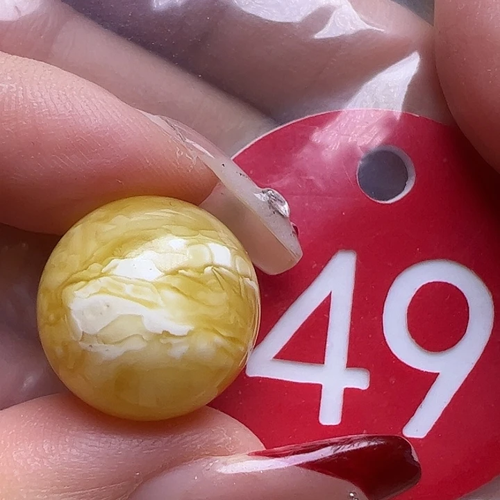 蜜蜡未镶嵌珠宝奇石微瑕16mm金瓷白虎皮圆珠