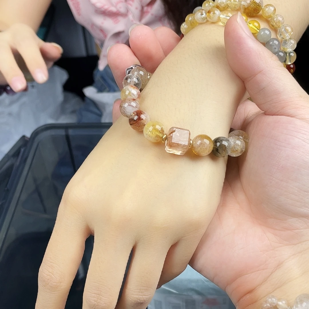 银S925镀金镶嵌水晶手串