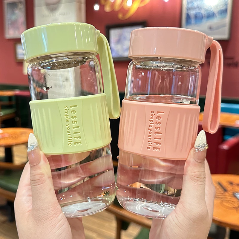 简约玻璃杯女生2025新款泡茶杯高硼硅耐高温办公室水杯带杯套防烫