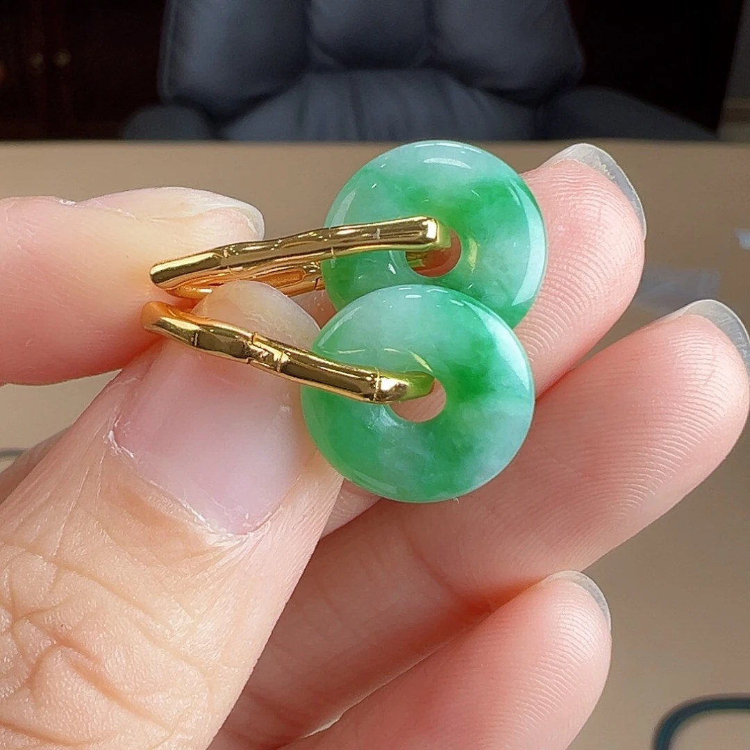 翡翠银S925镶嵌耳饰耳饰