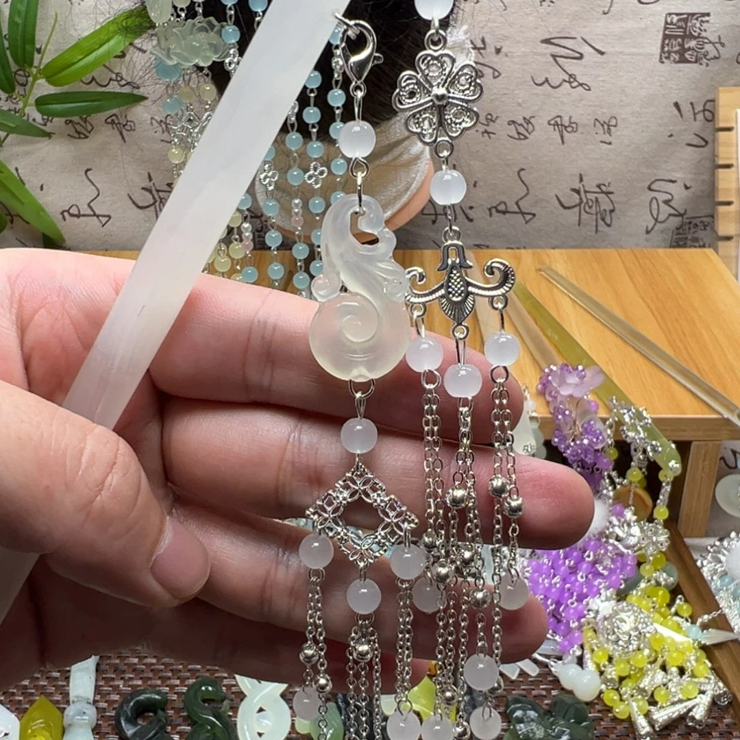 蛇纹石玉合金发饰