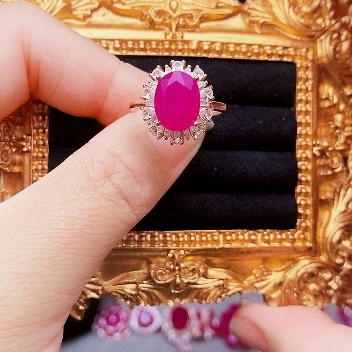 银S925镶嵌戒指红宝石