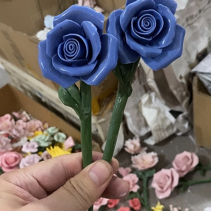 瓷片纯手工陶瓷花摆件瑕