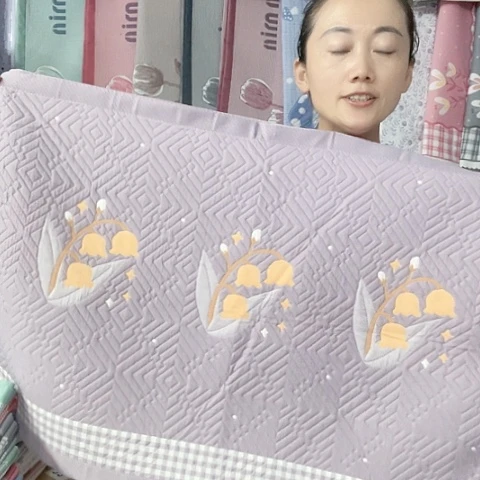 棉纱布紫色风铃纯棉