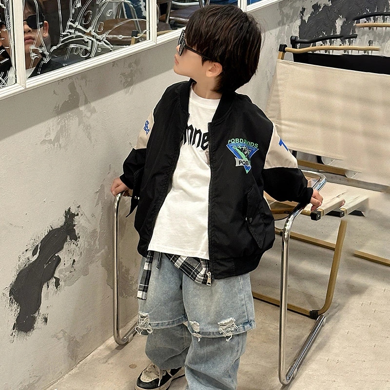 男童外套2025时尚童装春装儿童棒球服中小童拉链衫夹克衫韩版外套