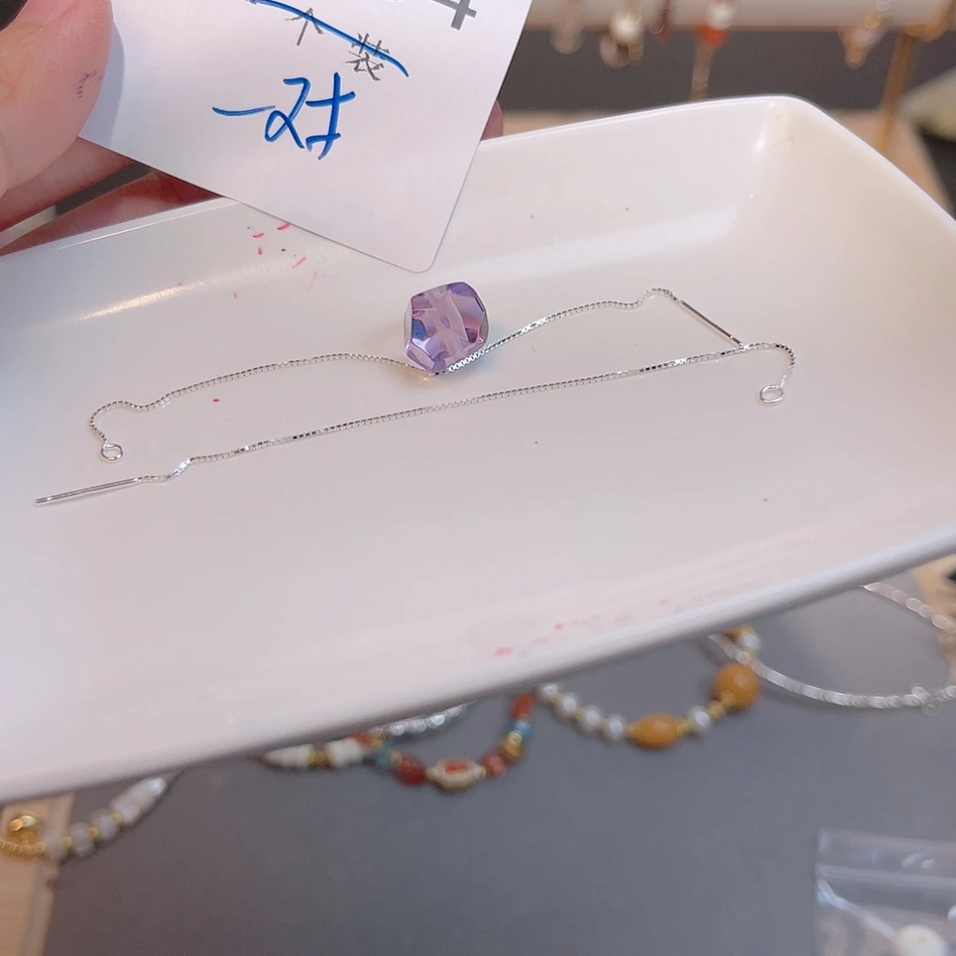 水晶珠宝半成品银S925镀金镶嵌234 。