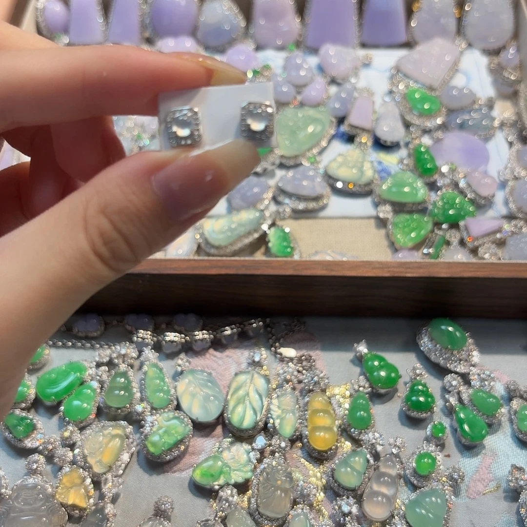 *****翡翠银S925镶嵌耳饰