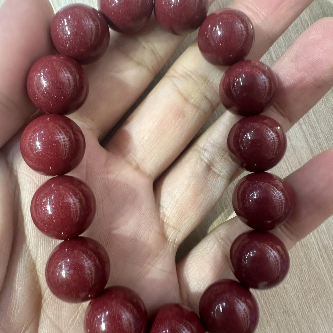 含辰砂工艺品天然辰砂14mm紫金砂手串