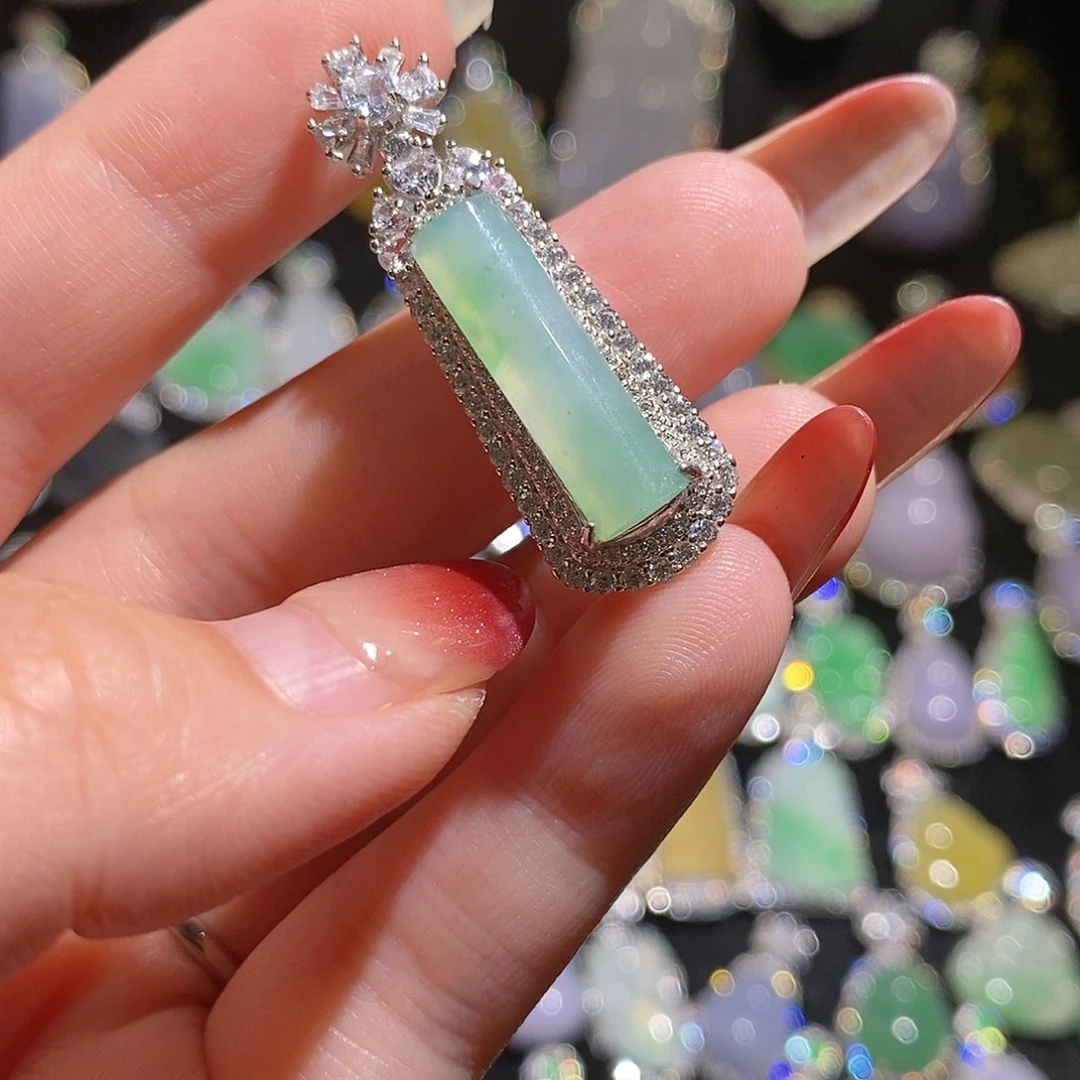 翡翠银S925镶嵌颈饰天然翡翠