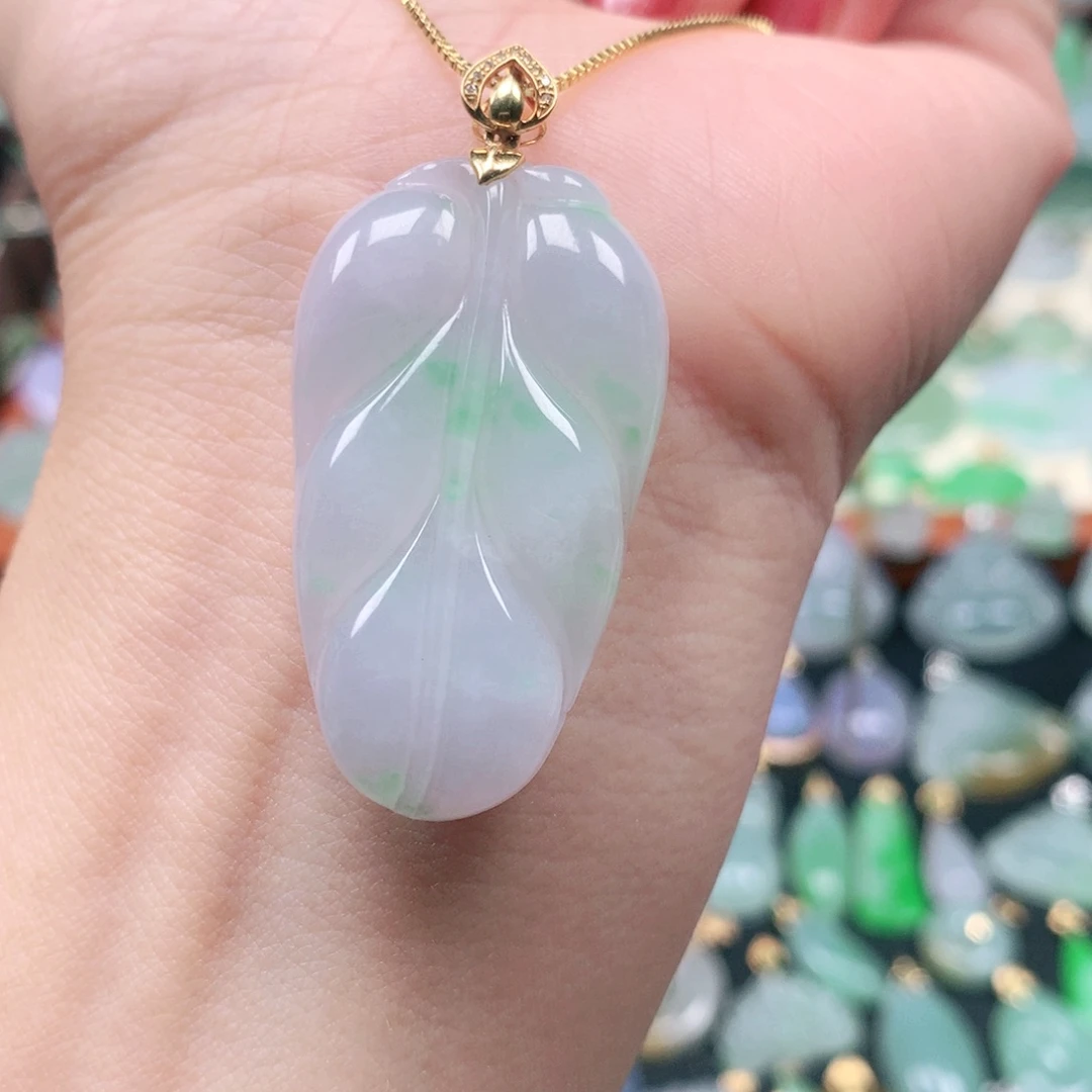 吊坠(不含链)18K金镶嵌翡翠