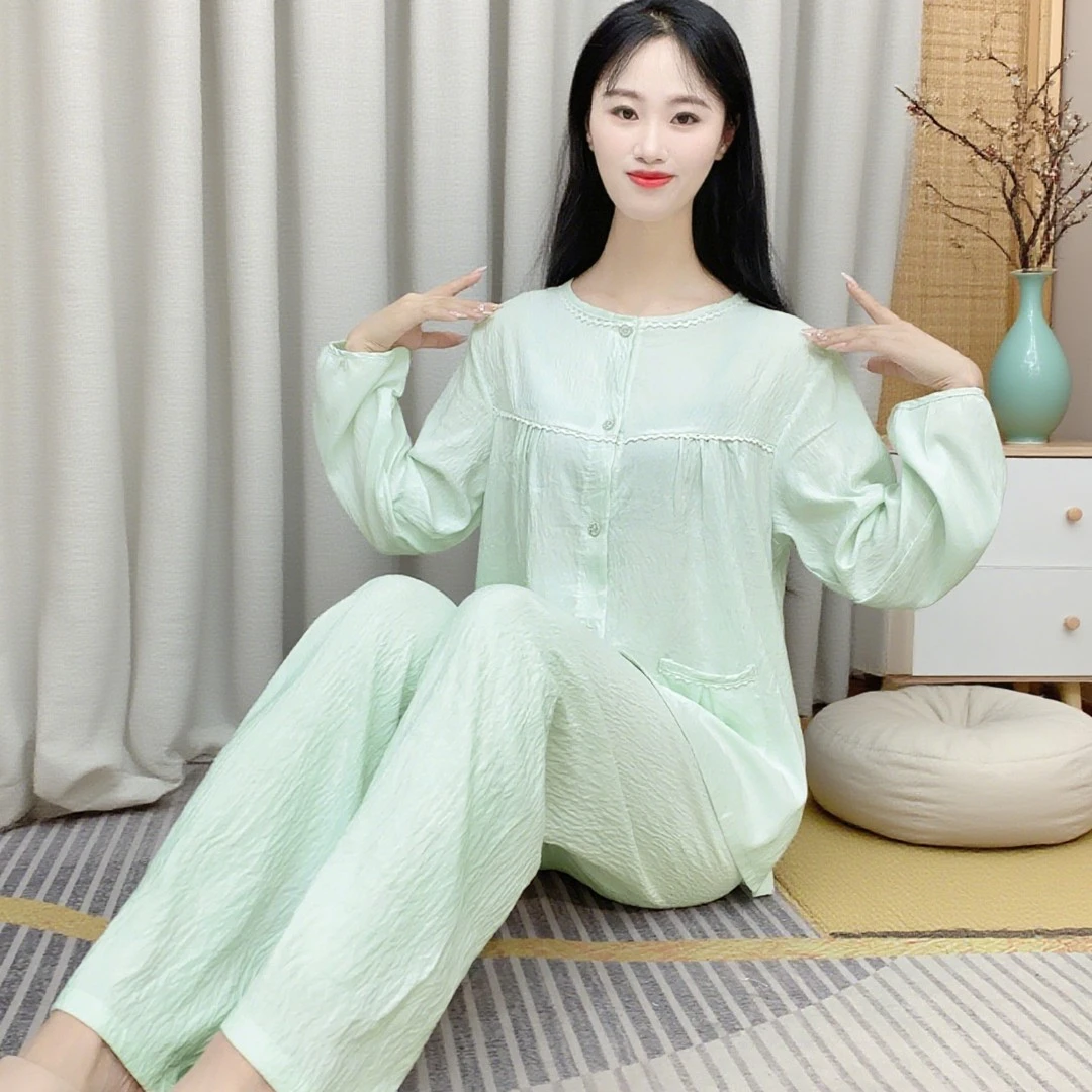 春秋新款云朵棉睡衣女士长袖长裤套装甜美女生可外穿家居服Y171