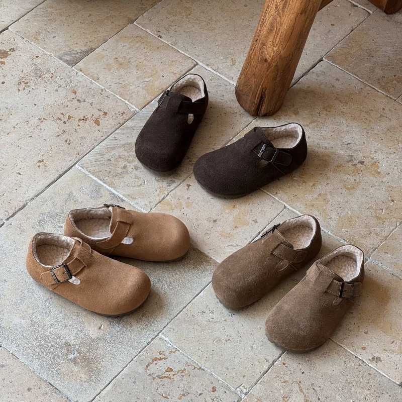 斑点家加绒真皮勃肯鞋儿童棉鞋软底保暖加厚5869
