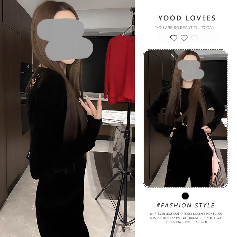 性感辣妹圆领休闲拼接T恤女2025春秋新款小心机镂空露背修身上衣