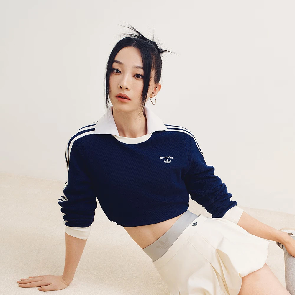 adidas Originals阿迪三叶草女子CC LS TEE W针织有领长T恤JM8012