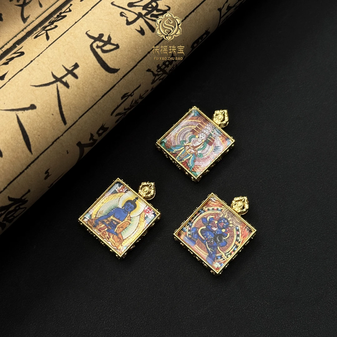 吊坠925银 扶摇臻选|925银双面小方卡卡吊坠多样性发一5127