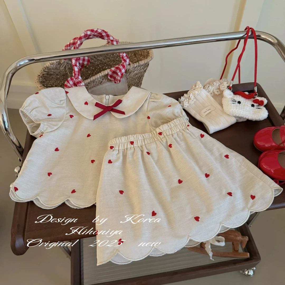 【泡芙baby】童装2025年夏季新款亲子甜美波点套装女童半身裙两件套