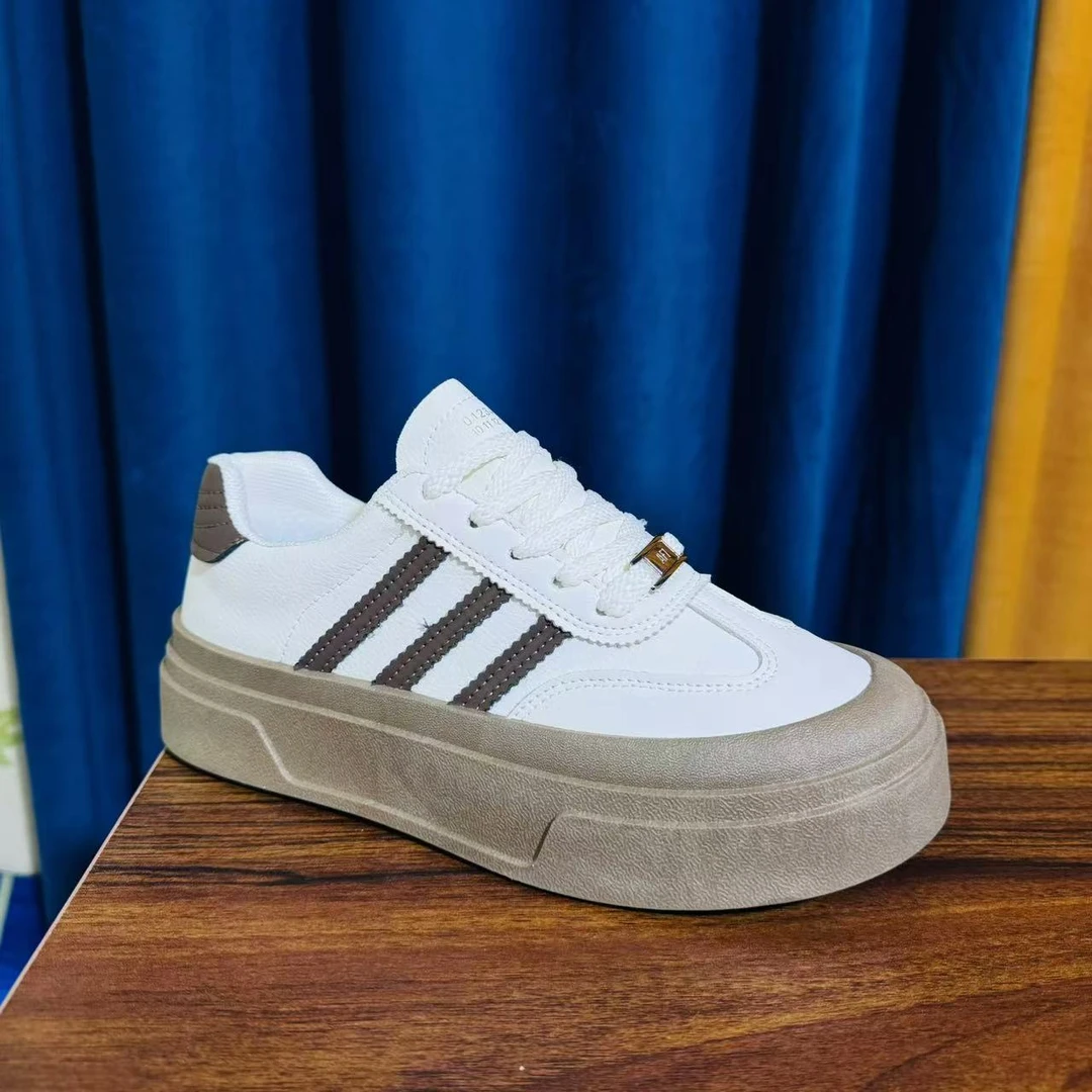 真皮德训鞋厚底小白鞋女2025年新款秋季爆款复古阿甘鞋休闲运动鞋