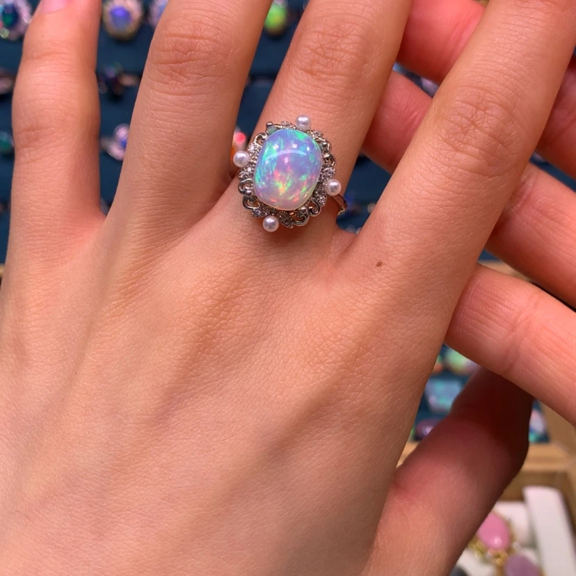 【闪购商品】欧泊戒指裸石定制不退不换银S925镶嵌