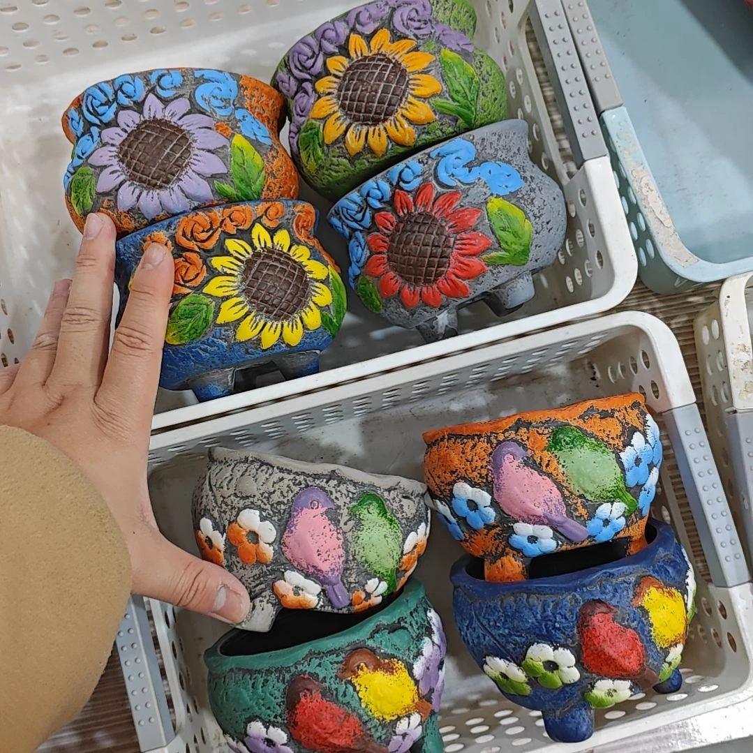 红陶吸水透气的白陶花盆凑满12发货