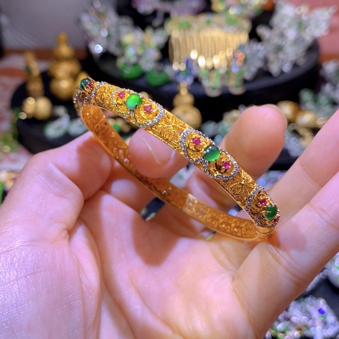 翡翠银S925镶嵌项圈天然翡翠