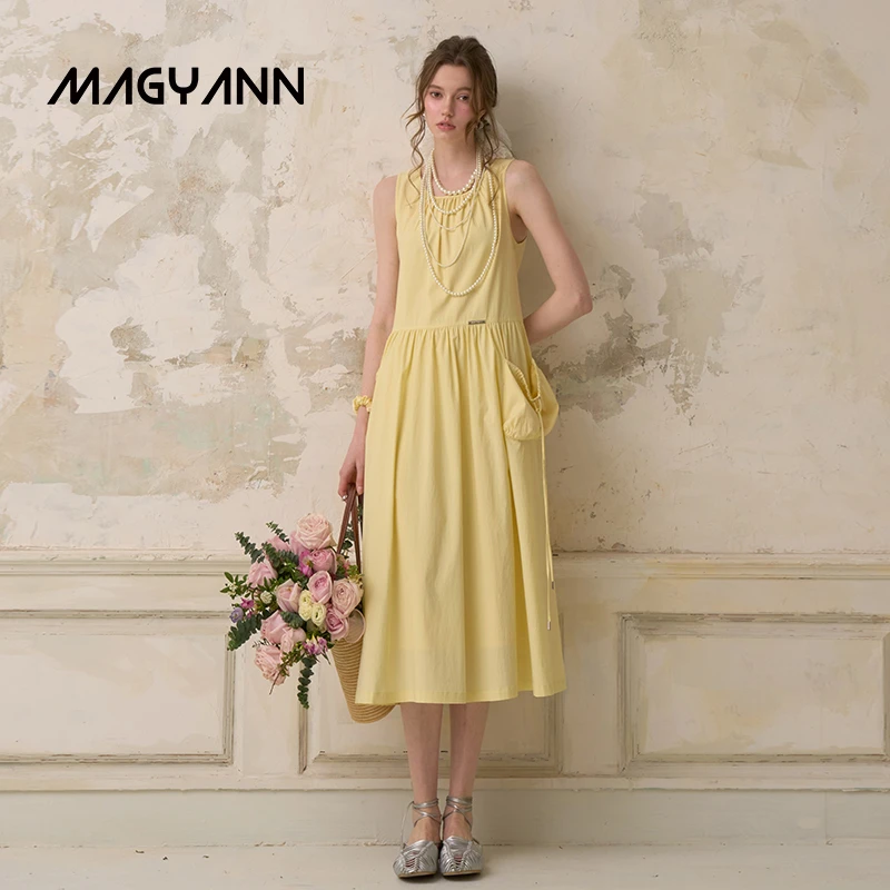 Magyann/昧宴【黄油派】宽松抽绳口袋长裙