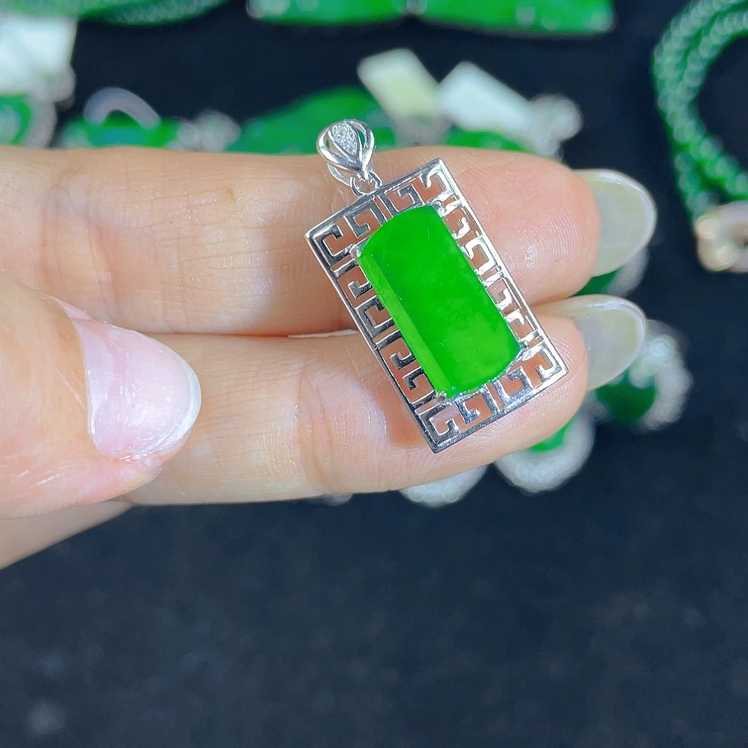 翡翠吊坠(不含链)银S925镶嵌