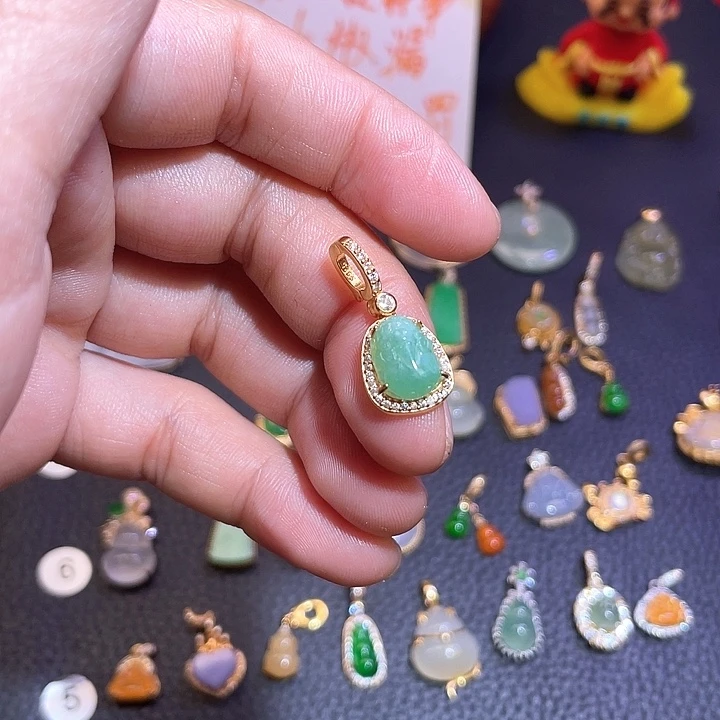 翡翠银S925镶嵌吊坠(不含链)天然翡翠