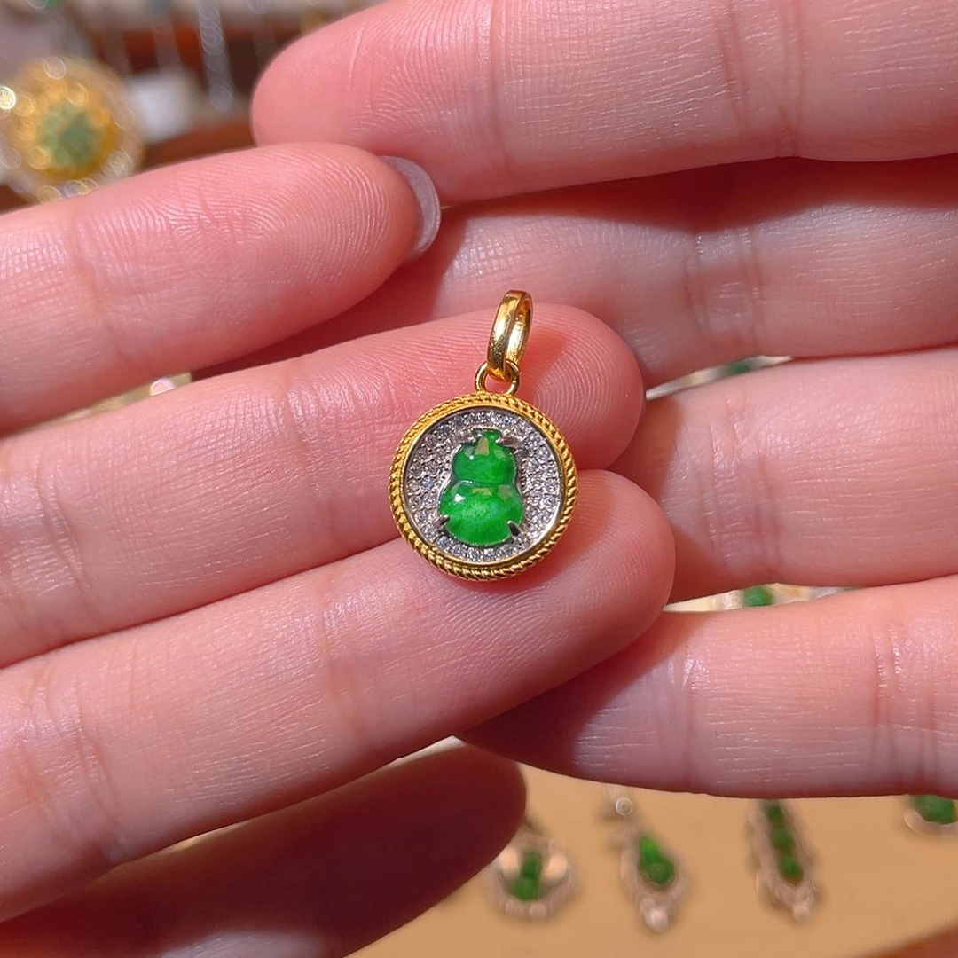 吊坠(不含链)银S925镶嵌翡翠