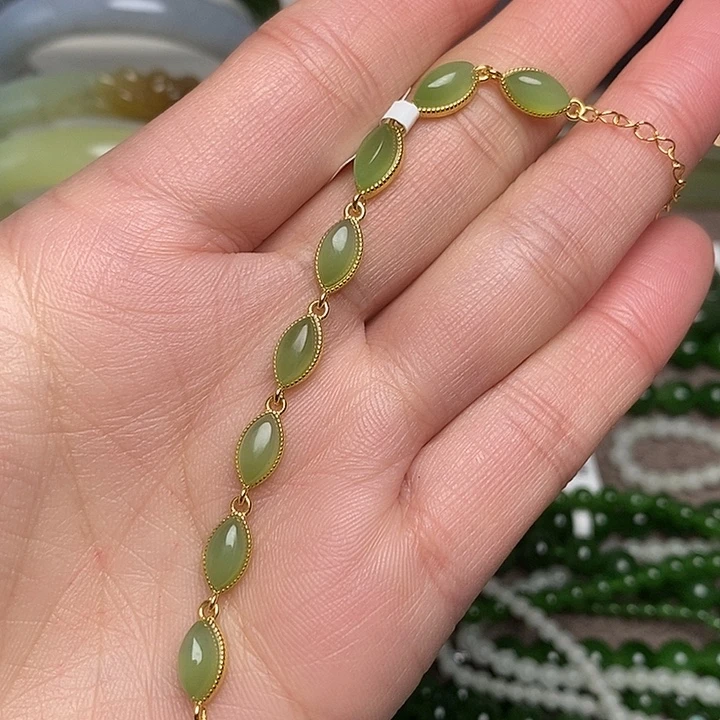 和田玉银S925镶嵌手链