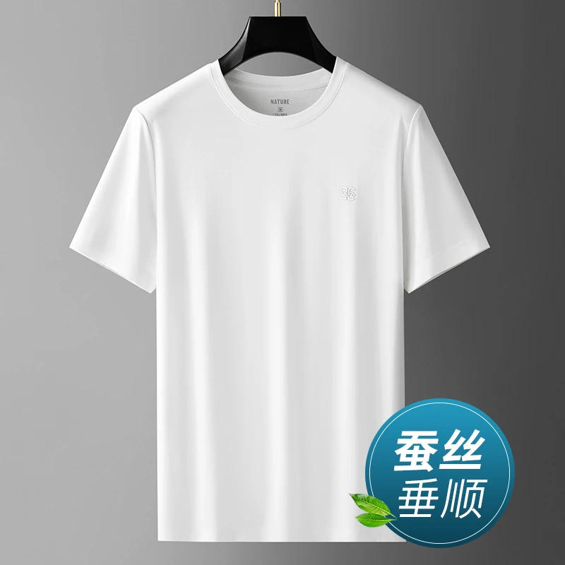 景君澜-高端圆领桑蚕丝透气垂感速干冰丝运动休闲圆领时尚短袖T恤