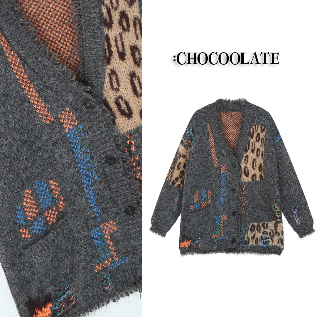 it：CHOCOOLATE设计感复古毛边加厚保暖毛衣外套6163-1330327【DB】