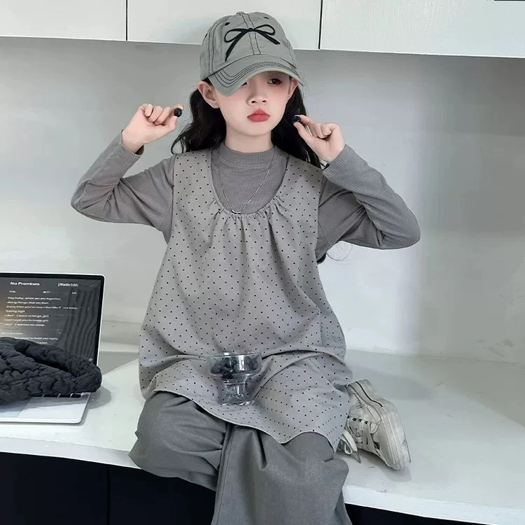 【25春新品】 韩版女童两件套洋气时髦  小香风连衣裙时尚套装28092