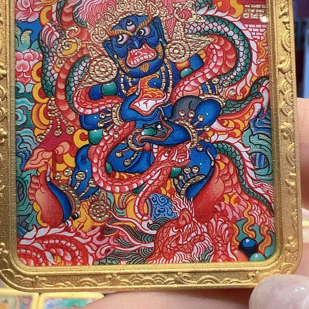 吊坠全手绘热贡唐卡黑财神