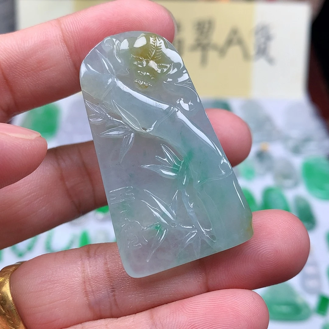 翡翠裸石缅甸天然A货翡翠冰种节节高升