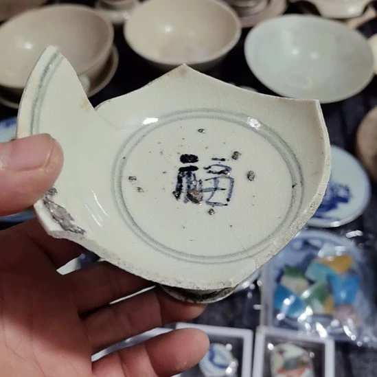 瓷片青花影青杯垫学习标本