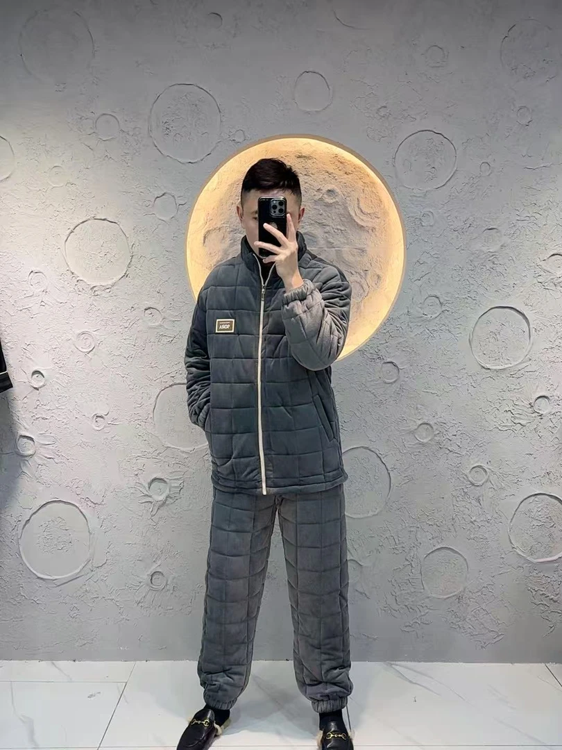 【9315】三层夹棉加厚冬季保暖睡衣家居服套装百搭男款可外穿休闲