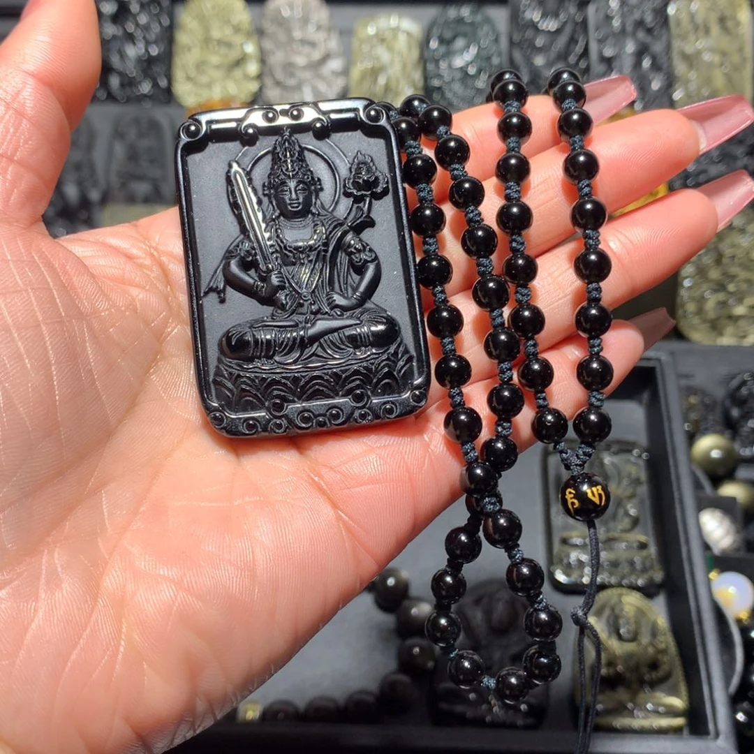 黑曜岩吊坠(赠链)未镶嵌哇**呜