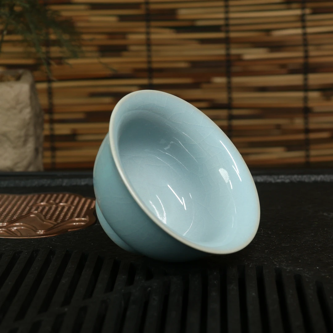 青韵汝窑丨永乐压手杯汝瓷主人杯天青釉茶具礼盒