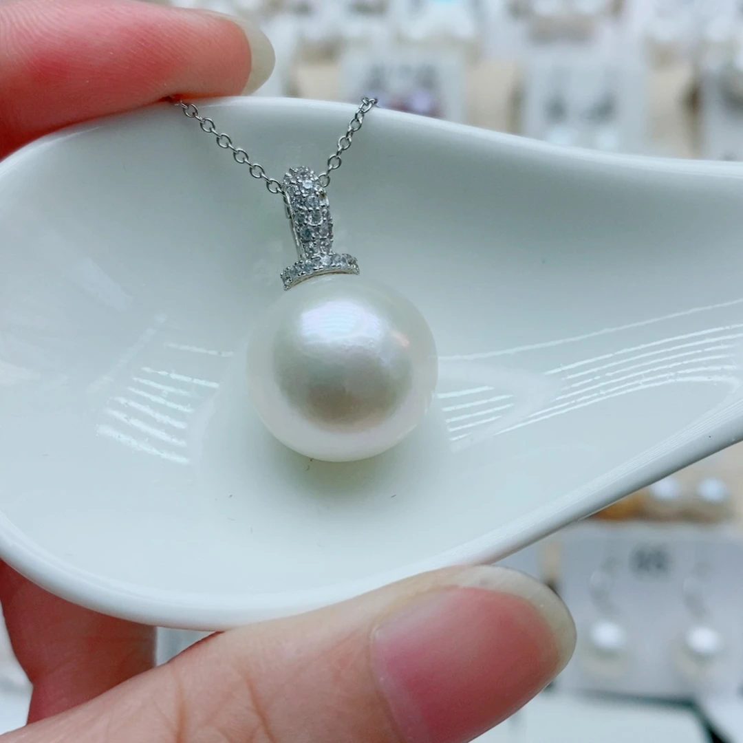 唯***你淡水珍珠银S925镶嵌吊坠(赠链)14.9mm