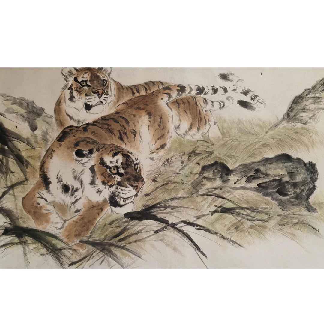 【辽拍】V250709-2-604 《虎》（7.5平尺)  纸本镜片 ws20