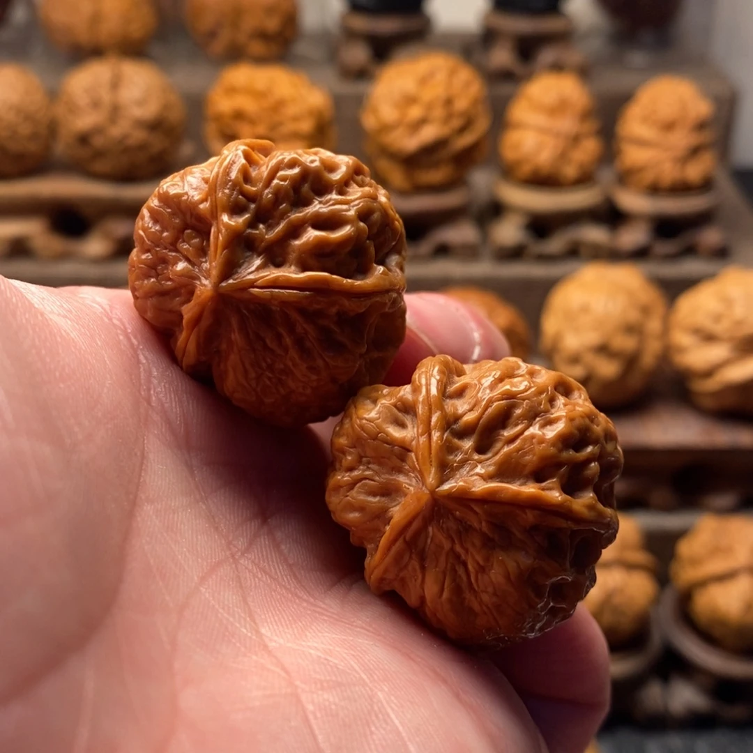 把件文玩核桃梅花三棱35尺寸