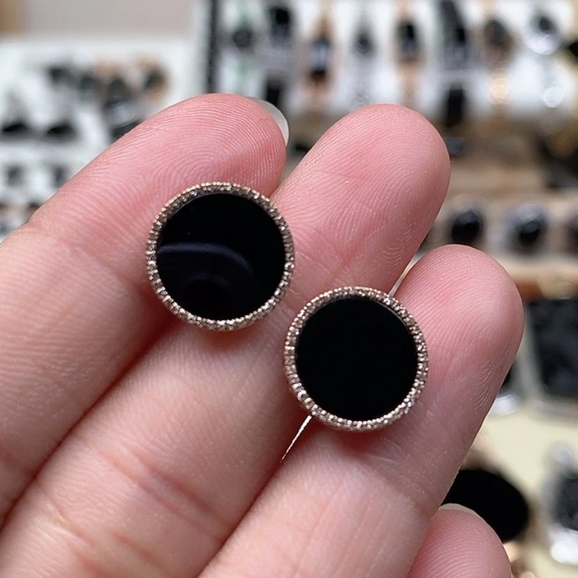 【闪购商品】翡翠耳钉18K金镶嵌圆