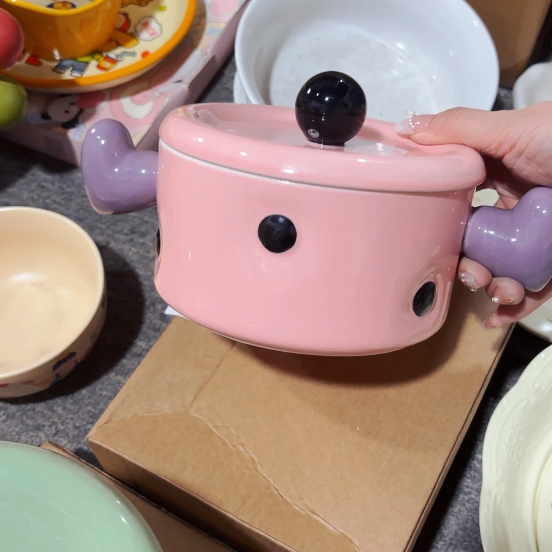陶瓷爱心双耳汤饭碗